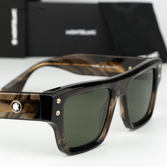 Montblanc Women Sunglasses Brown Green Square MB0253S 005 BRAND NEW